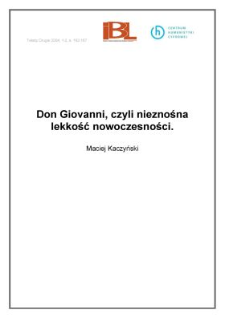 Don Giovanni, czyli nieznośna lekkość nowoczesności