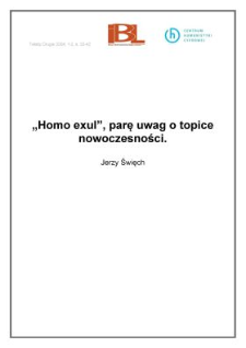 Homo exul, parę uwag o topice nowoczesności