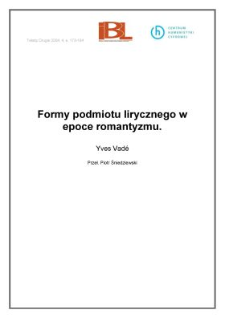 Formy podmiotu lirycznego w epoce romantyzmu