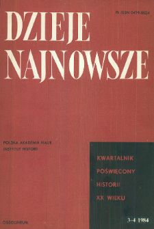 Dzieje Najnowsze : [kwartalnik poświęcony historii XX wieku] R. 16 z. 3-4 (1984), Materiały