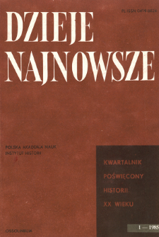 Dzieje Najnowsze : [kwartalnik poświęcony historii XX wieku] R. 17 z. 1 (1985), Title pages, Contents