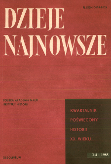 Dzieje Najnowsze : [kwartalnik poświęcony historii XX wieku] R. 17 z. 3-4 (1985), Title pages, Contents