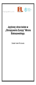 Językowy obraz świata w "Obmapywaniu Europy" Mirona Białoszewskiego