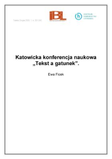 Katowicka konferencja naukowa " Tekst a gatunek"