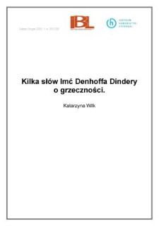 Kilka słów Imć Denhoffa Dindery o grzeczności