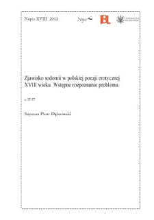 Zjawisko sodomii w polskiej poezji erotycznej XVIII wieku. Wstępne rozpoznanie problemu