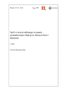 Szyfr w świecie miłosnego wyznania - uwarunkowania i funkcje (w dawnym liście i diariuszu)