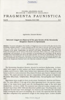 Selected Calyptrata (Diptera) of the pine forests of the Berezinsky Biosphere Reserve in Byelorussia