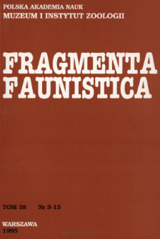 Fragmenta Faunistica - Strony tytułowe, spis treści - t. 38, nr. 3-13 (1995)