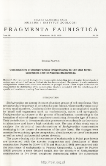 Communities of Enchytraeidae (Oligochaeta) in the pine forest seccession sere of Puszcza Białowieska