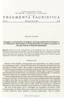 Changes in communities of longhorn and bupresid beetles (Coleoptera: Cerambycidae, Buprestidae) accompanying the secondary succession of the pine forests of Puszcza Białowieska