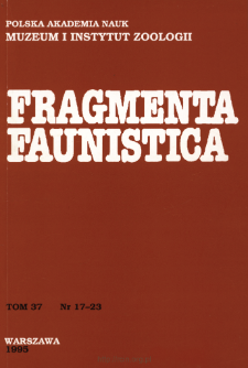 Fragmenta Faunistica - Strony tytułowe, spis treści - t. 37, nr. 17-23 (1995)