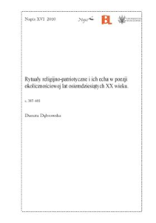 Rytuały religijno-patriotyczne i ich echa w poezji okolicznościowej lat osiemdziesiątych XX wieku