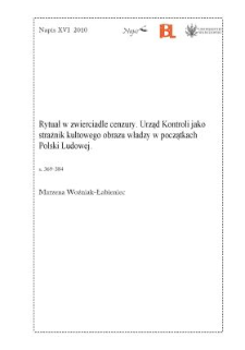 Rytuał w zwierciadle cenzury. Urząd Kontroli jako strażnik kultowego obrazu władzy w początkach Polski Ludowej