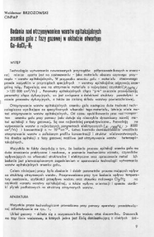 Badania nad otrzymywaniem warstw epitaksjalnych arsenku galu z fazy gazowej w układzie otwartym Ga-AsCl3-H2 = Investigations on obtaining of gallium arsenide epitaxial layers from gase phase in the open system Ga-AsCl3-H2