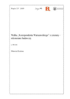 Walka "Korespondenta Warszawskiego" z cenzurą - rekonesans badawczy