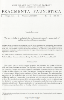 The use of similarity analysis in the environmental research - a case study of multispecies invertebrate communities