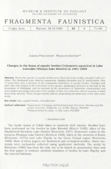 Changes in the fauna of aquatic beetles (Coleoptera aquatica) in Lake Luterskie (Olsztyn Lake District) in 1981-1993
