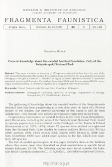 Current knowledge about the carabid beetles (Carabidae, Col.) of the Świętokrzyski National Park