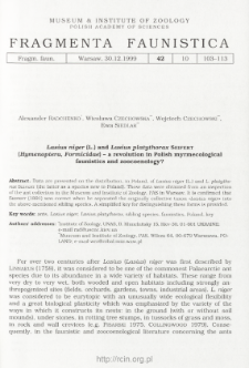 Lasius niger (L.) and Lasius platythorax Seifert (Hymenoptera, Formicidae) - a revolution in Polish myrmecological faunistics and zoocoenology?