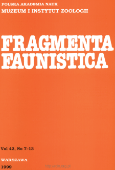 Fragmenta Faunistica - Strony tytułowe, spis treści - t. 42, nr. 7-13 (1999)