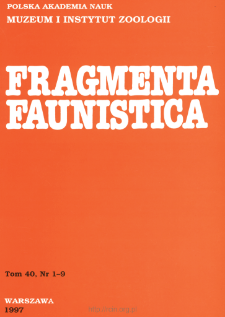 Fragmenta Faunistica - Strony tytułowe, spis treści - t. 40, nr. 1-9 (1997)
