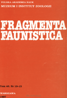 Fragmenta Faunistica - Strony tytułowe, spis treści - t. 40, nr. 10-15 (1997)