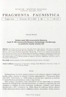 Drobne ssaki (Micromammalia) Roztocza. Cz. 2, Micromammalia Roztocza Zachodniego i Środkowego na podstawie analizy zrzutek sów