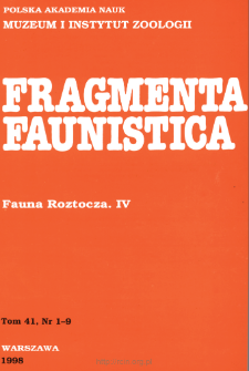 Fragmenta Faunistica - Strony tytułowe, spis treści - t. 41, nr. 1-9 (1998)