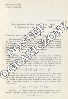 The Scattering of Slow Neutrons by Liquids I. Experiments with CH3OH and CH3I