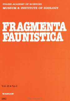 Fragmenta Faunistica - Strony tytułowe, spis treści - t. 45, nr 2 (2002)
