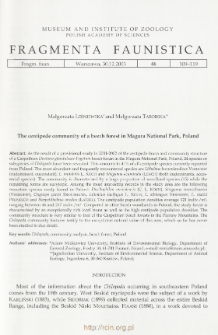 The centipede community of a beech forest in Magura National Park, Poland