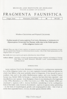 Further record of Lasius neglectus Van Loon, Boomsma et Andrasfalvy (Hymenoptera: Formicidae) for Warsaw, with a key to the Polish species of the subgenus Lasius s. str.