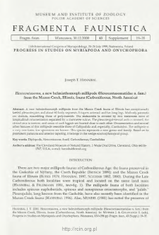 Hexecontasoma, a new helminthomorph millipede (Hexecontasomatidae, n. fam.) from the Mazon Creek, Illinois, fauna (Carboniferous,North America)