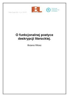 O funkcjonalnej poetyce deskrypcji literackiej