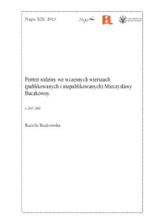 Portret rodziny we wczesnych wierszach (publikowanych i niepublikowanych) Mieczysławy Buczkówny