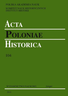 Acta Poloniae Historica T. 104 (2011), Strony tytułowe, spis treści