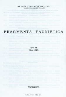 Fragmenta Faunistica - Strony tytułowe, spis treści - t. 41, nr. 1-22 (1998)