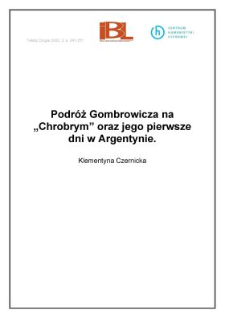 Podróż Gombrowicz na "Chrobrym" oraz jego pierwsze dni w Argentynie