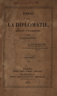 Essai sur la diplomatie : manuscrit d'Un Philhellène
