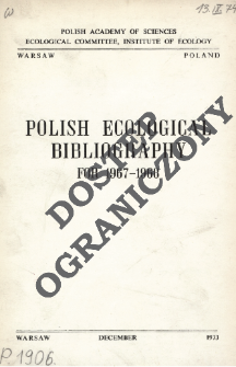 Polish Ecological Bibliography for 1967-1968 (1973)