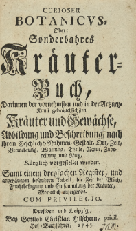 Curioser Botanicus oder sonderbares Kräuter-Buch [...]