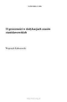 O grzeczności w dedykacjach czasów stanisławowskich