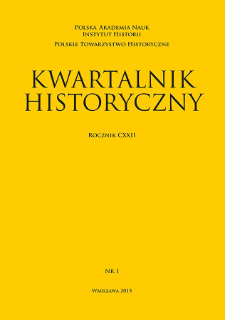 Kwartalnik Historyczny R. 122 nr 1 (2015), Strony tytułowe, spis treści