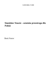 Stanisław Staszic - ostatnia przestroga dla Polski