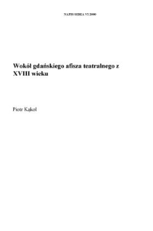 Wokół gdańskiego afisza teatralnego z XVIII wieku