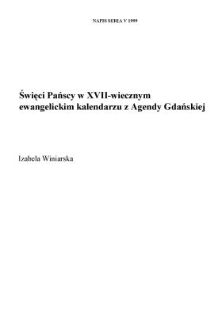 Święci Pańscy w XVII-wiecznym ewangelickim kalendarzu z "Agendy Gdańskiej"