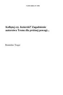 Kołłątaj czy Jezierski? Zagadnienie autorstwa "Tronu dla próżnej powagi..."