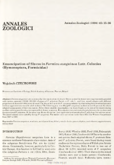 Emancipation of slaves in Formica sanguinea Latr. colonies (Hymenoptera, Formicidae)