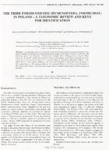 The tribe Formicoxenini (Hymenoptera: Formicidae) in Poland - a taxonomic review and keys for identification